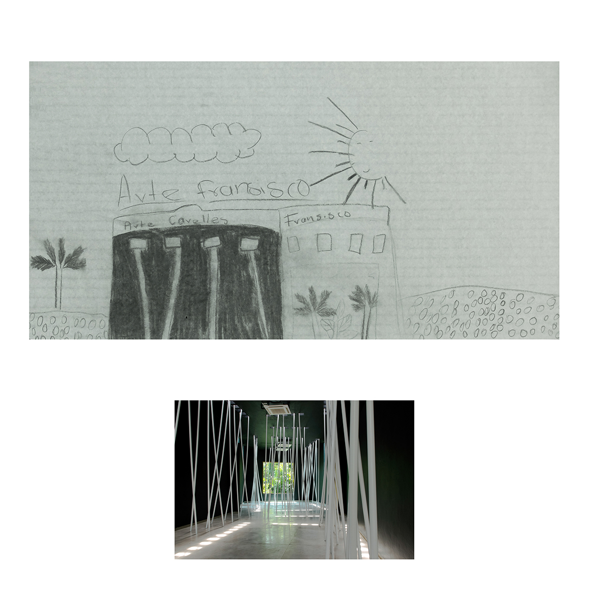 Sin título (Pintura negra y tubos blancos), Dibujos niños, 2014 : Francisco Ugarte