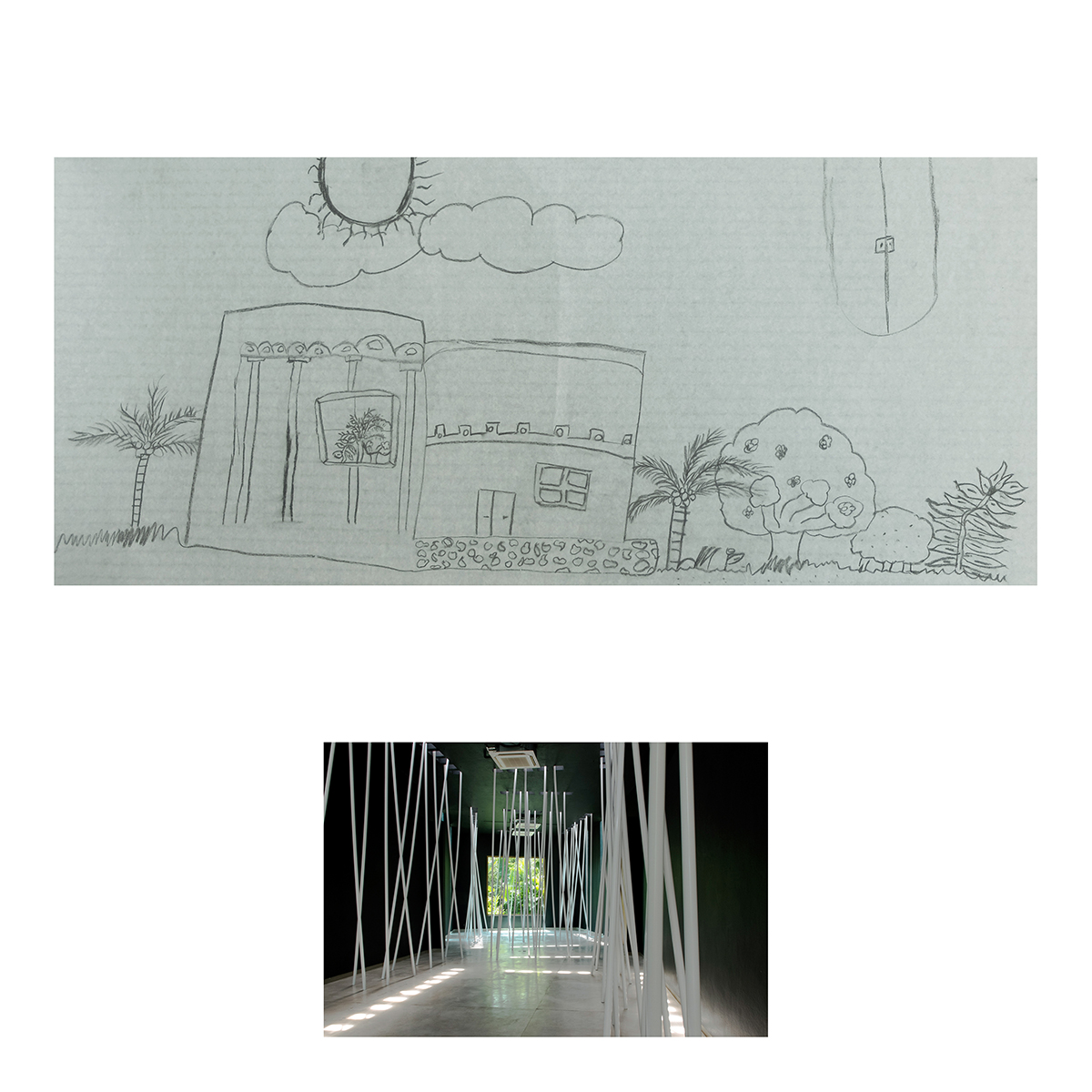 Sin título (Pintura negra y tubos blancos), Dibujos niños, 2014 : Francisco Ugarte