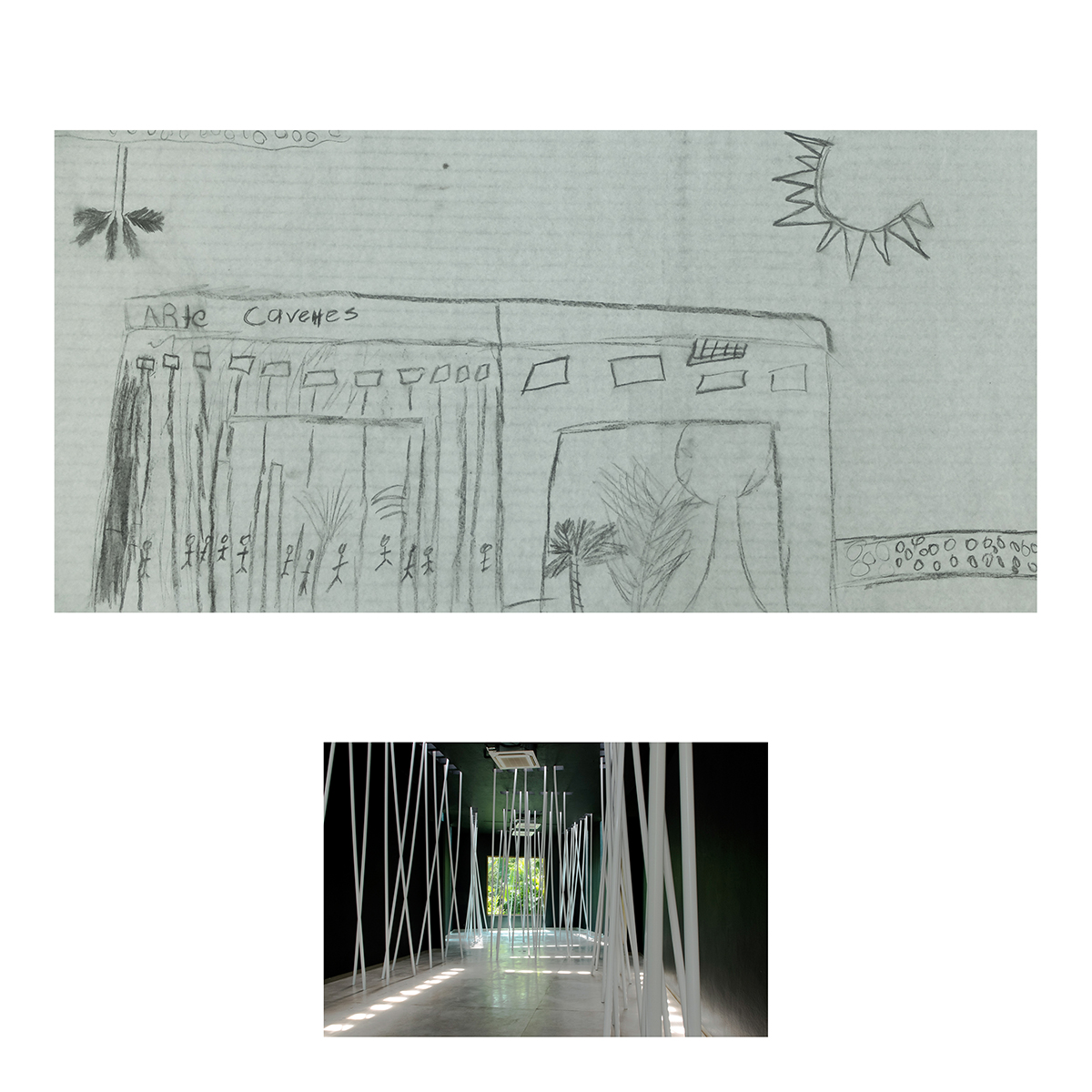 Sin título (Pintura negra y tubos blancos), Dibujos niños, 2014 : Francisco Ugarte