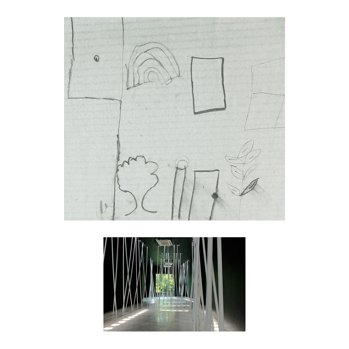 Sin título (Pintura negra y tubos blancos), Dibujos niños, 2014 : Francisco Ugarte