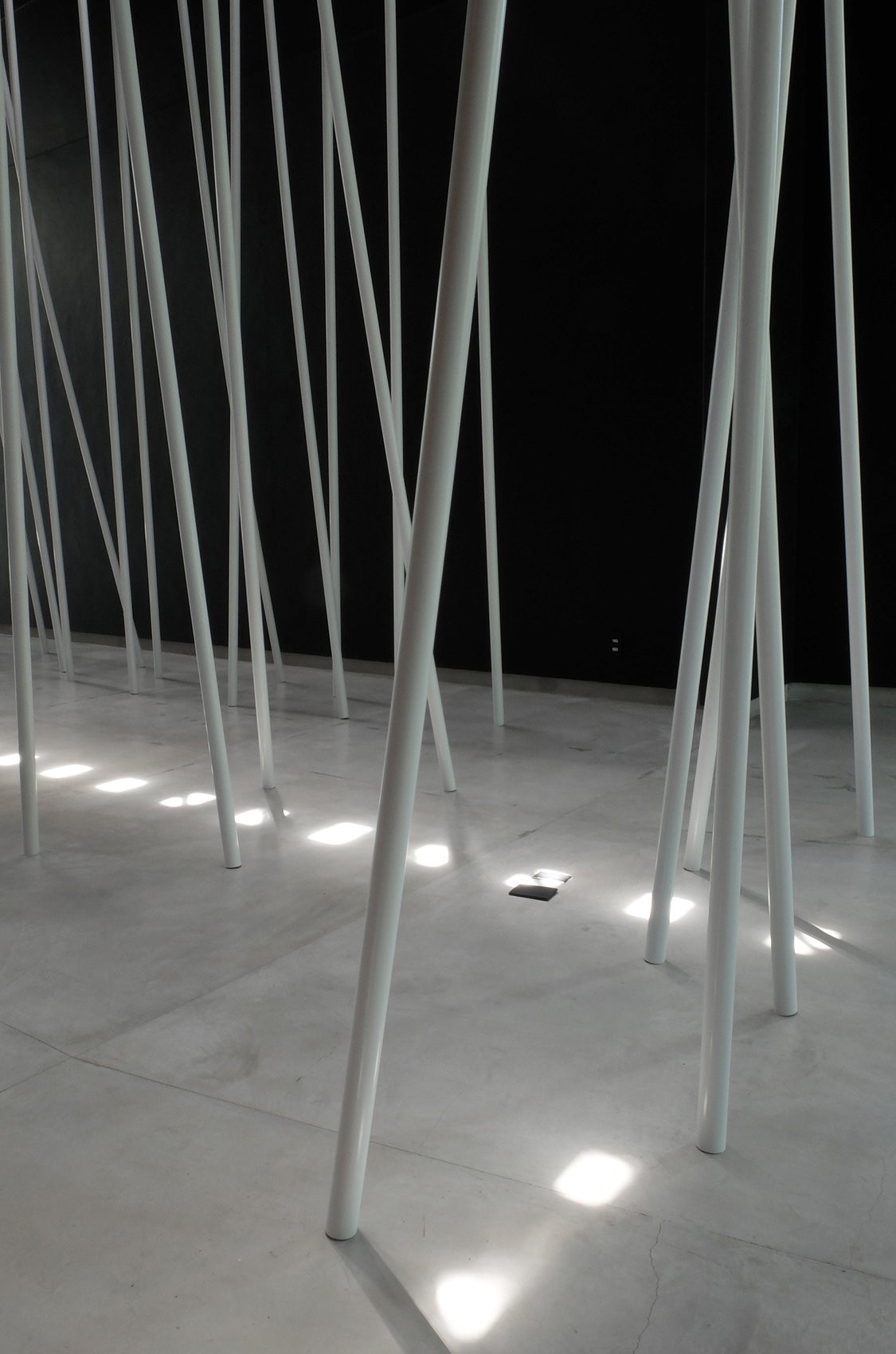 Sin título (Pintura negra y tubos blancos), 2014 : Francisco Ugarte