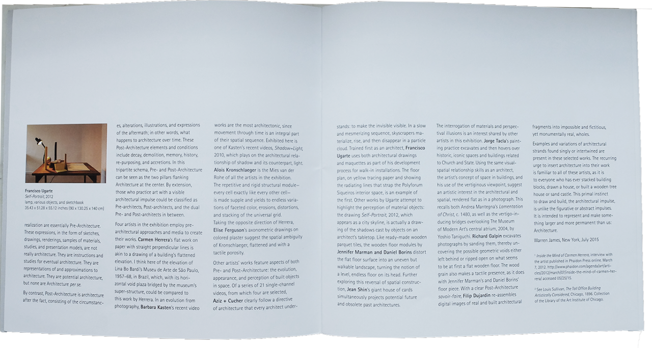 Catálogo para la exposición THE ARCHITECTURAL IMPULSE : Francisco Ugarte